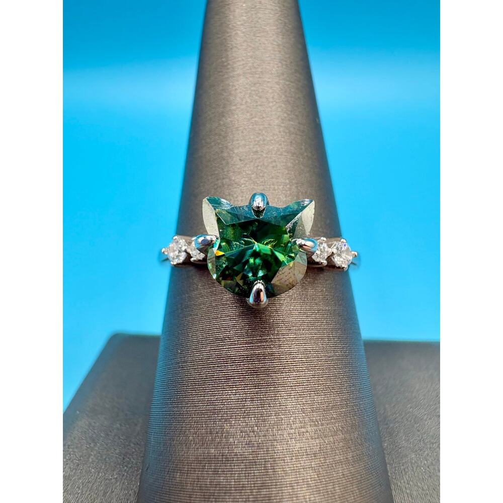 2CTW Cat Tourmaline/White Moissanite Sterling Silver - 7.75